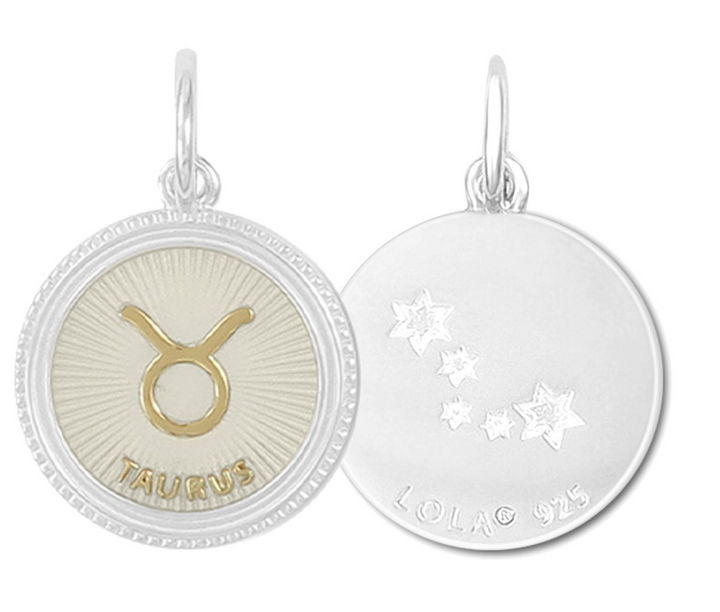 Zodiac Small Pendants, Gold Ivory, 19mm