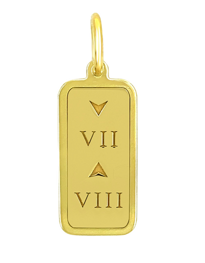 7 Down 8 Up Tag Pendant, Gold