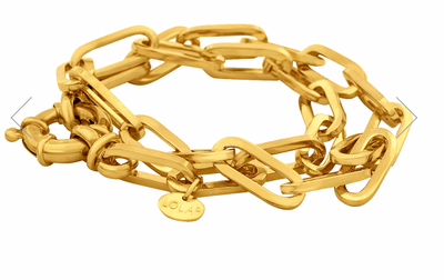 Oval Double Wrap Bracelet, Gold, 5.2mm
