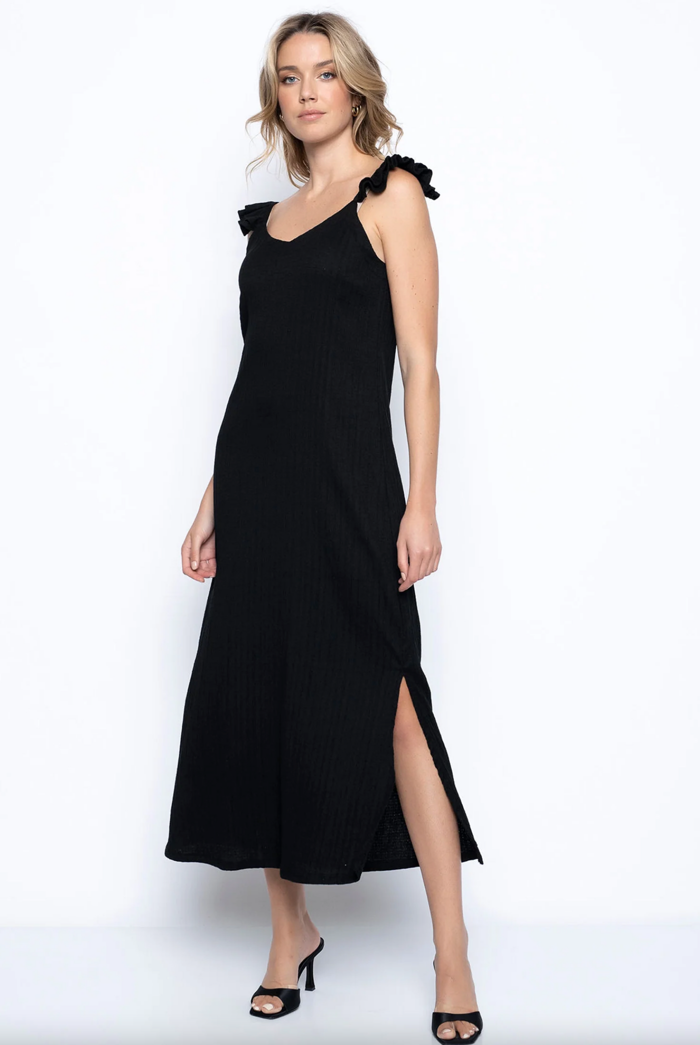 Josie Ruffle Sleeve Maxi Dress, Black