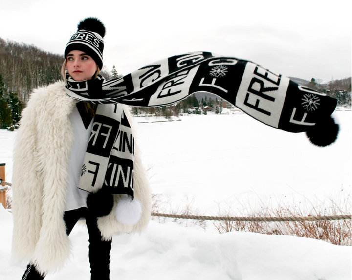 F*cking Freezing Pom Pom Scarf, Black