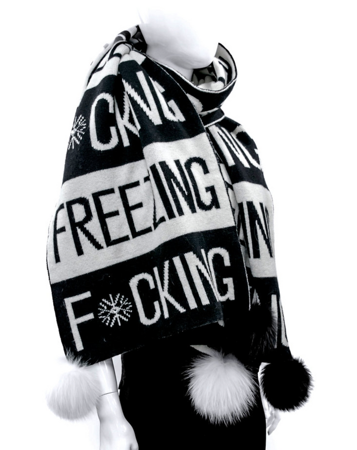 F*cking Freezing Pom Pom Scarf, Black