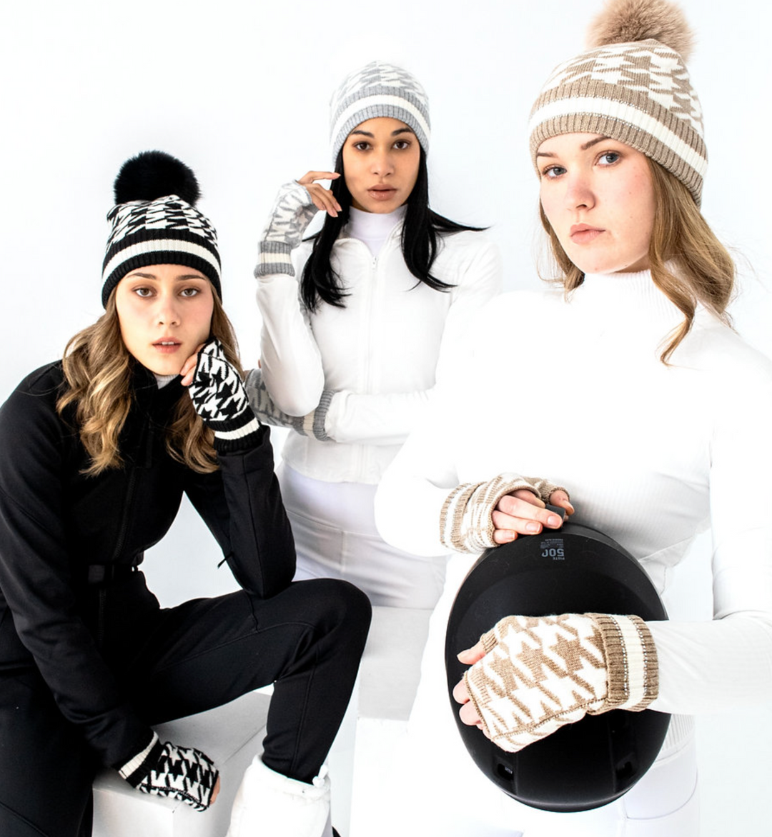 Houndstooth Pom Pom Hat