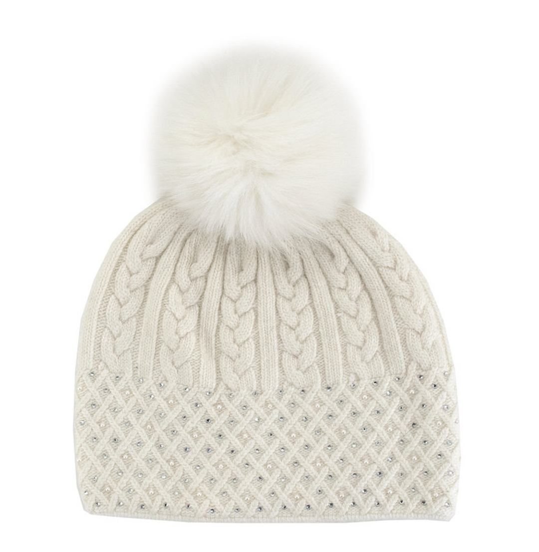 Snowflake Sparkle Pom Pom Hat