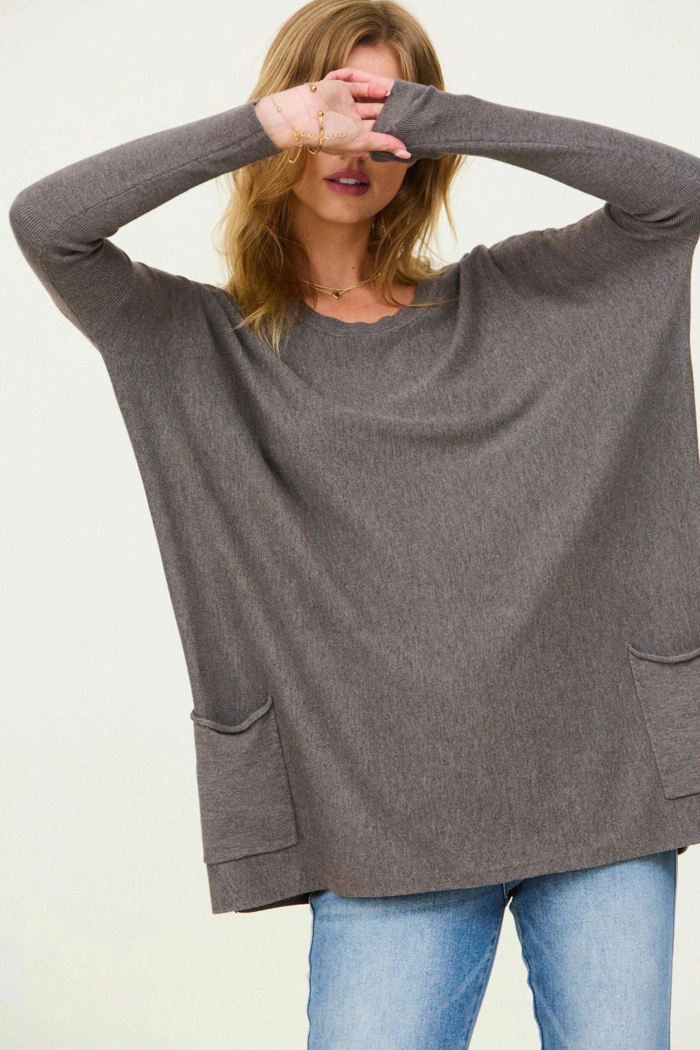 Cuddle Up Pocket Sweater, Charcoal