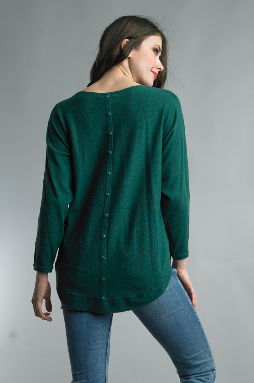 Bailey Button Back Sweater, Forest