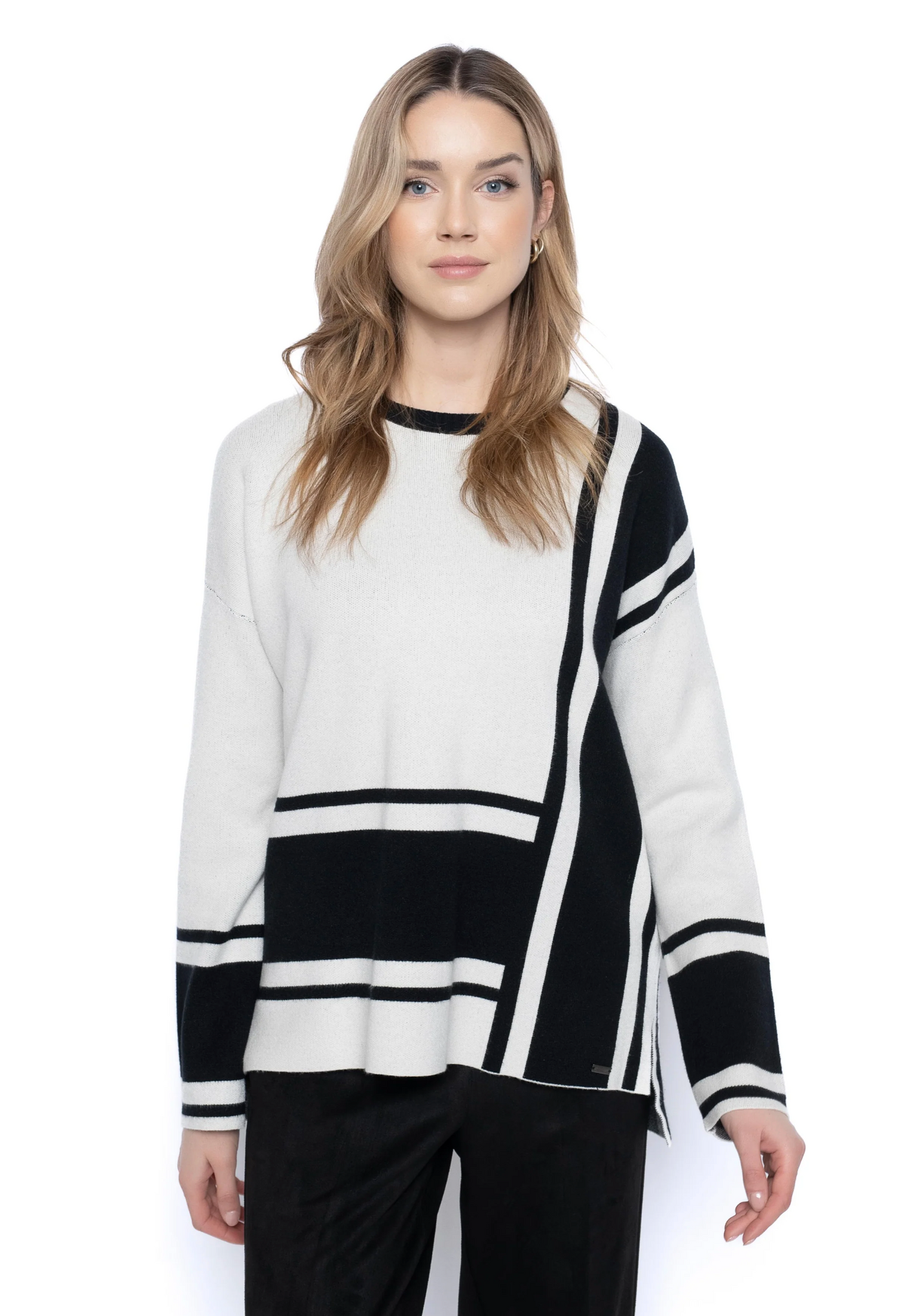 Two Tone Sweater, Black/White