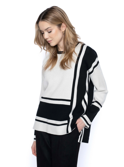 Two Tone Sweater, Black/White