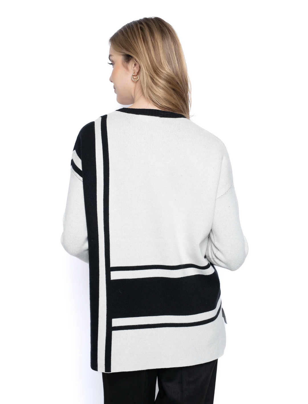 Two Tone Sweater, Black/White