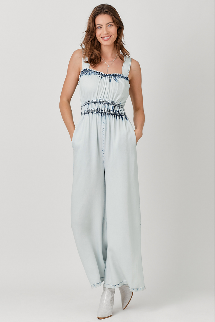 Willa Washed Tencel Jumpsuit, Ice Blue