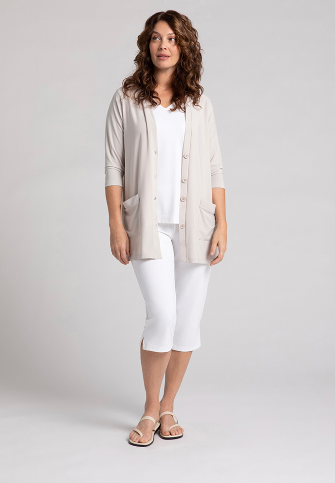 Classic Button Cardigan, Cashew