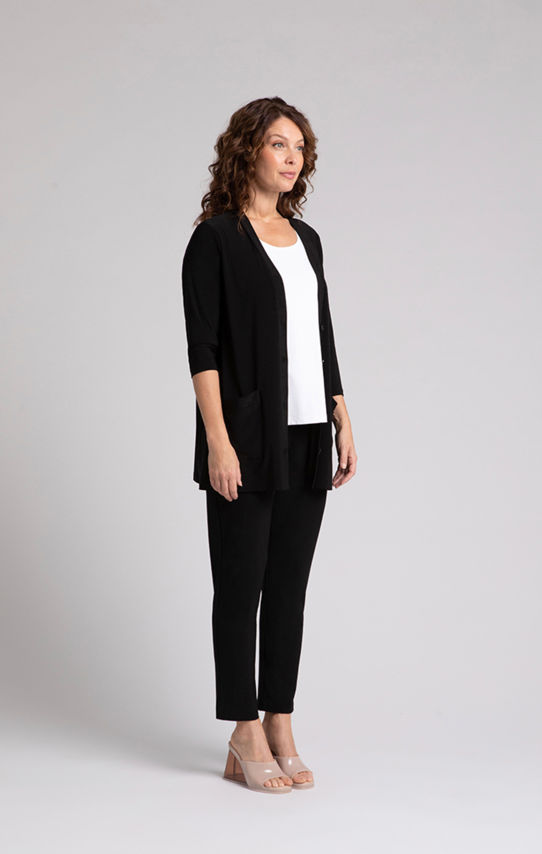 Classic Button Cardigan, Black