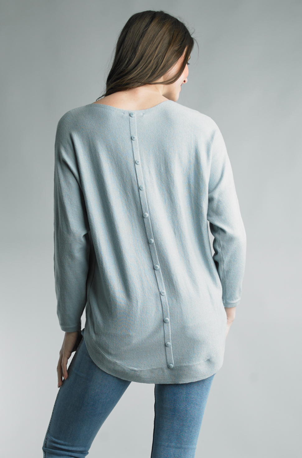 Bailey Button Back Sweater, Blue