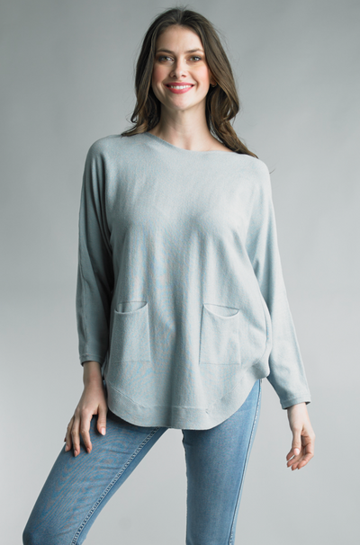 Bailey Button Back Sweater, Blue