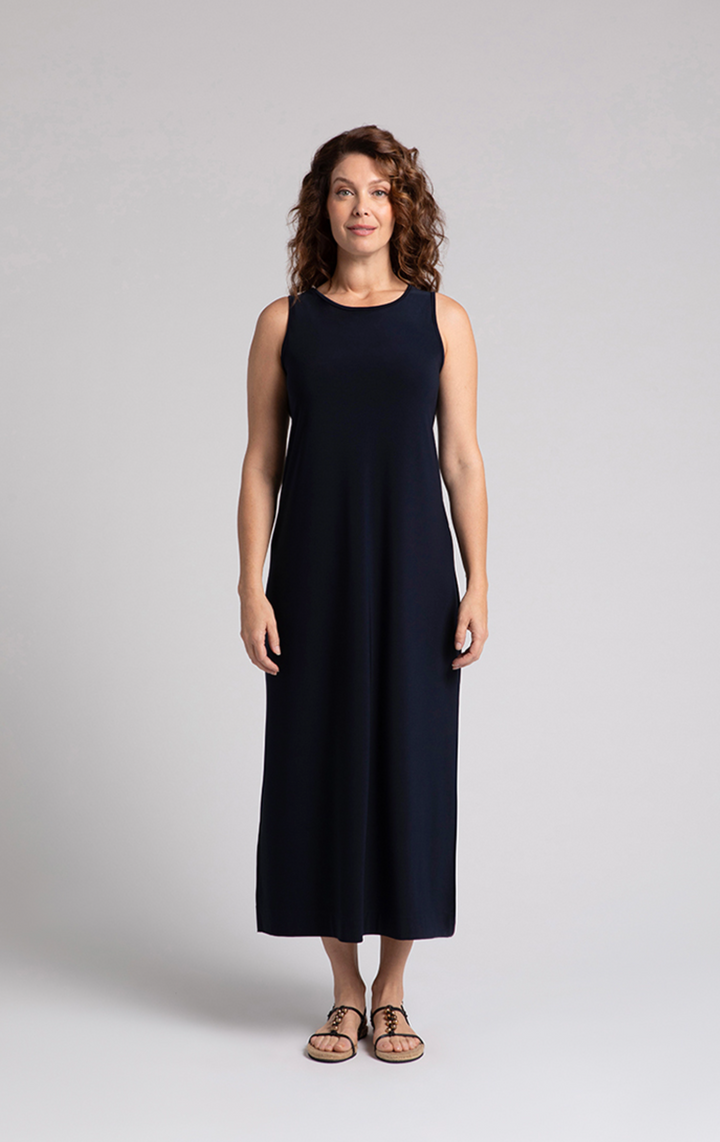 Reversible Slit Tank Dress, Navy