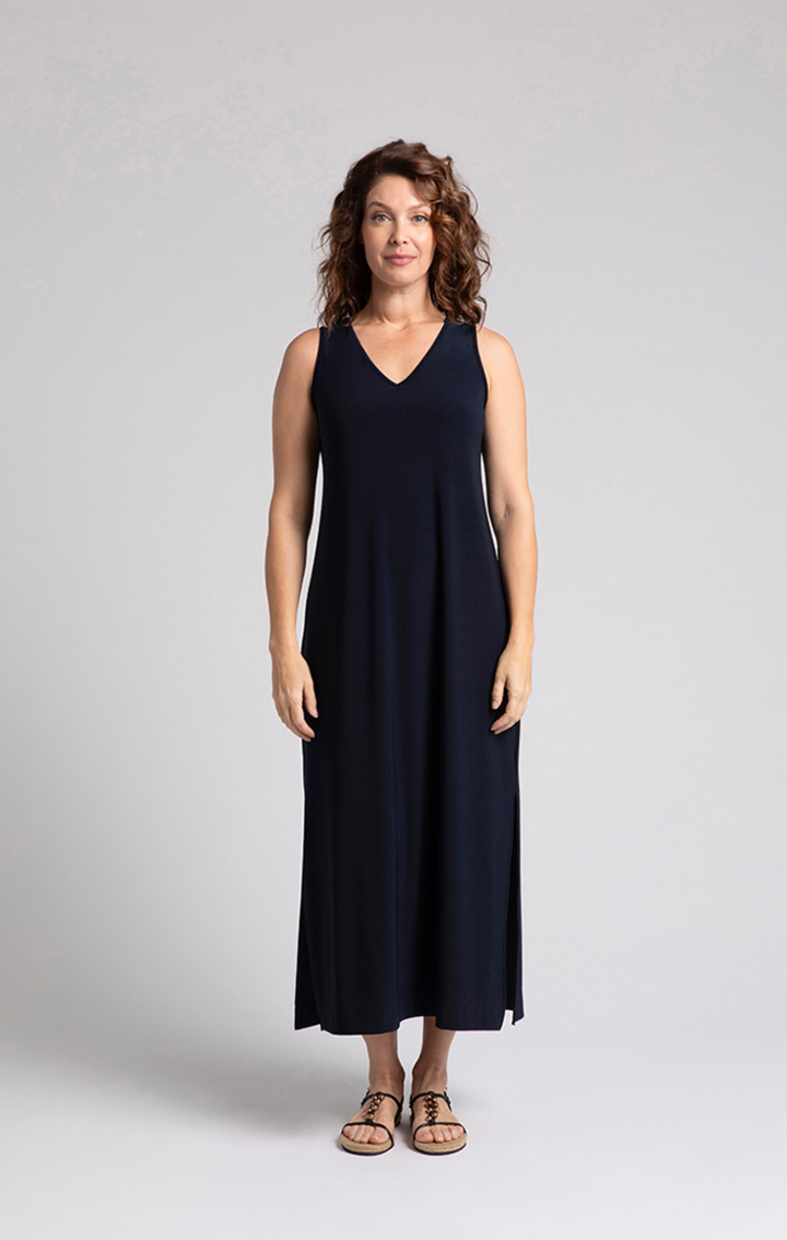 Reversible Slit Tank Dress, Navy