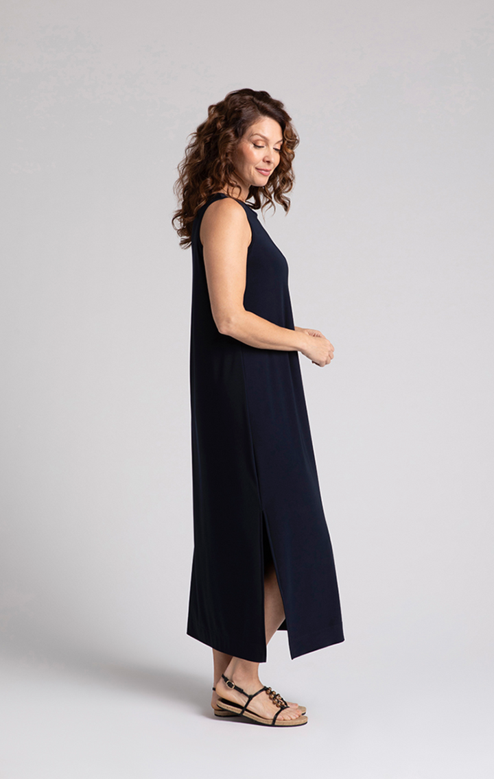 Reversible Slit Tank Dress, Navy