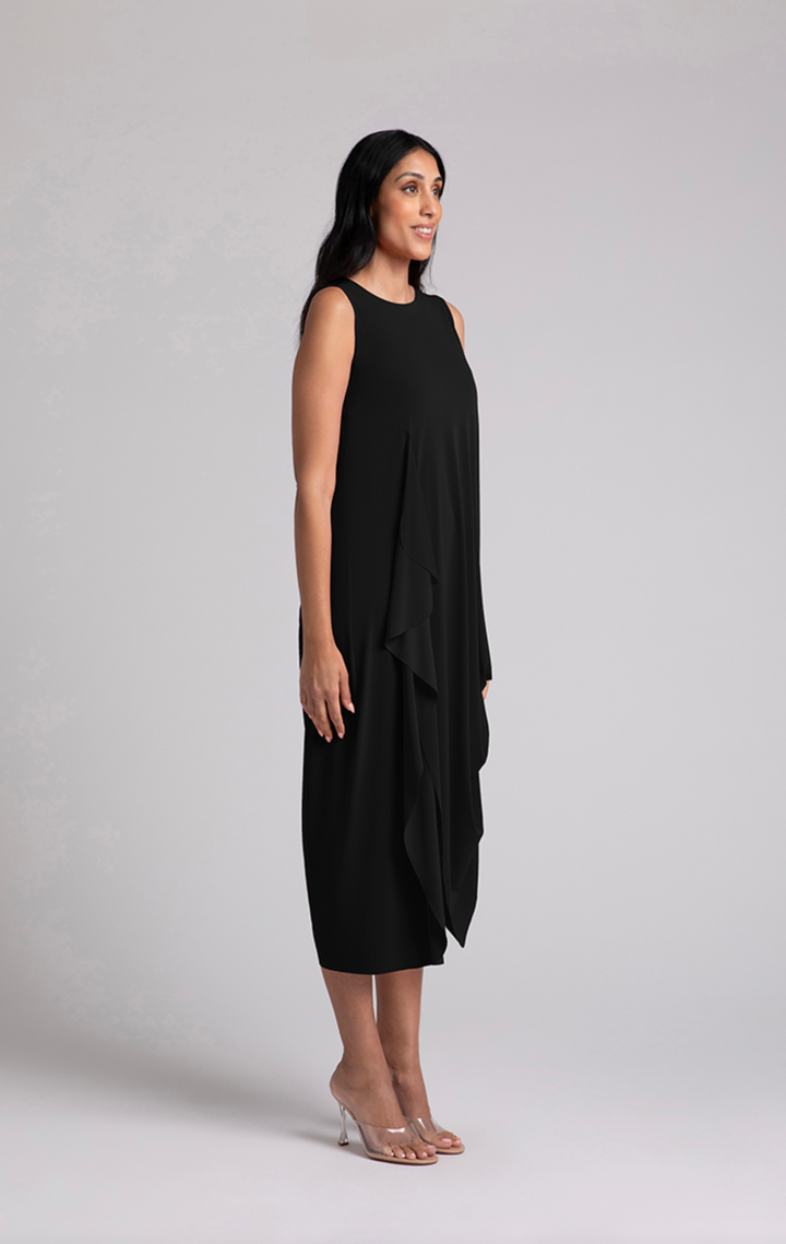 Sleeveless Drama Dress, Black