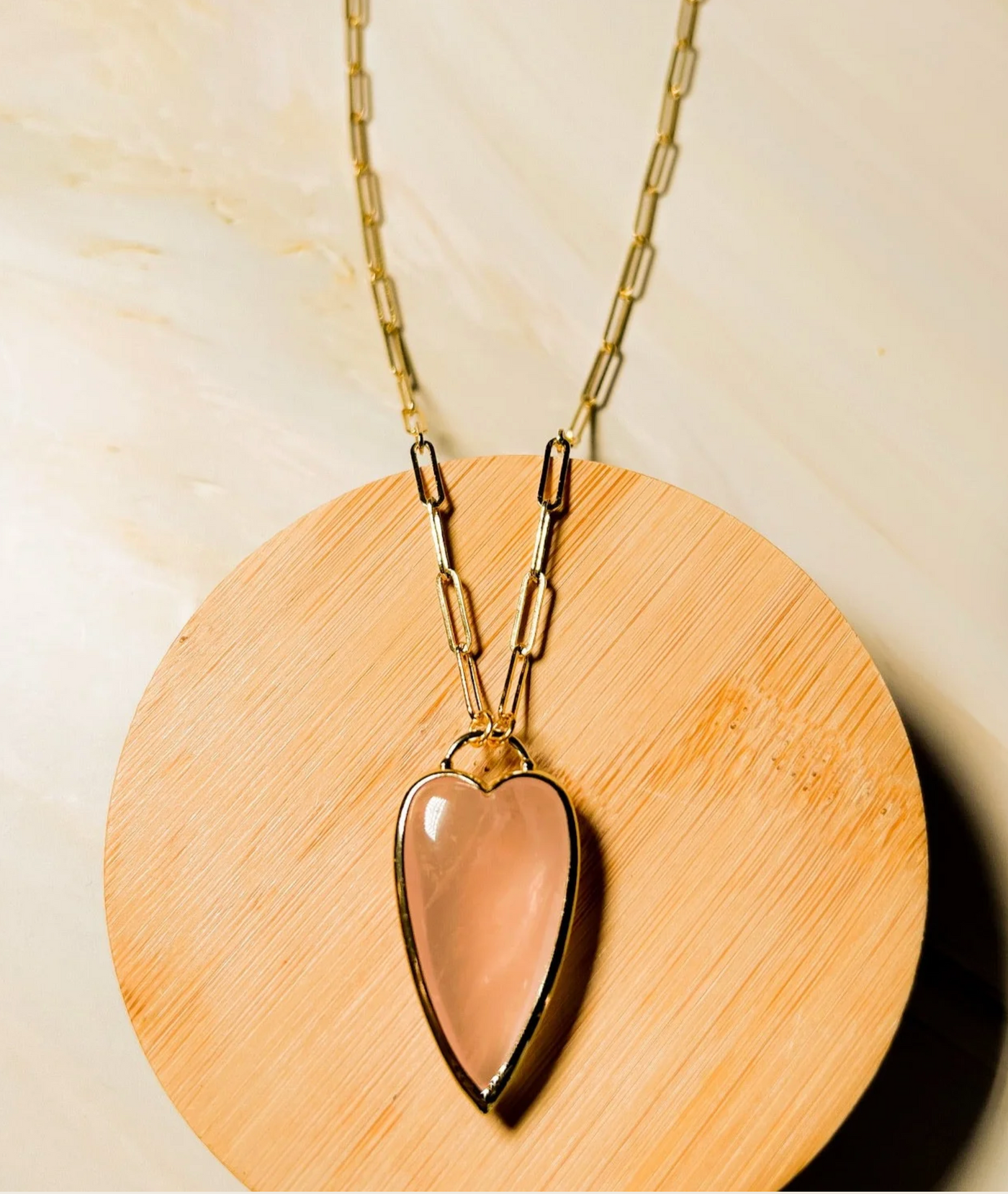 Corazana Heart Necklace, Rose Quartz