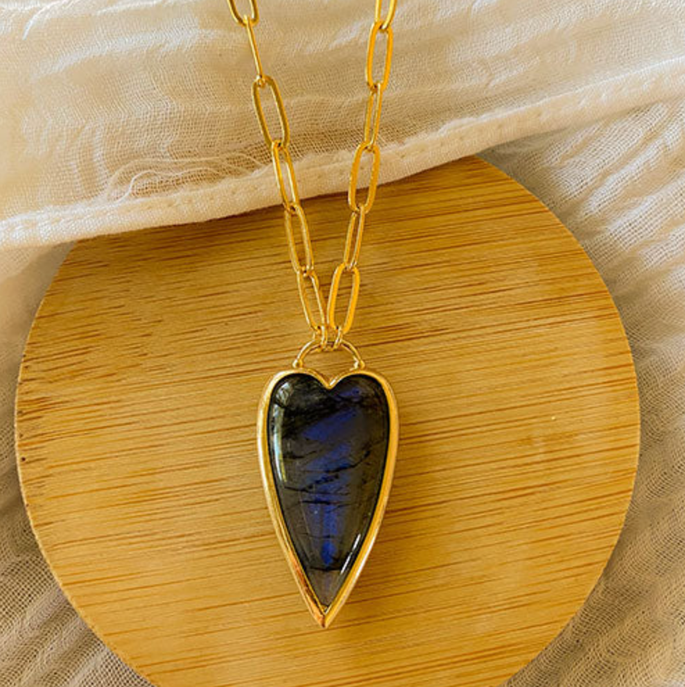 Corazana Heart Necklace, Labradorite