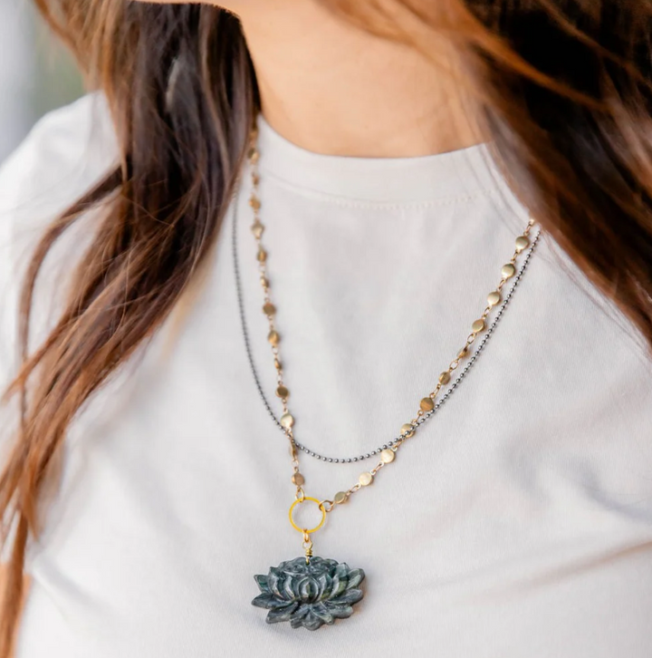 Gemstone Lotus Necklace