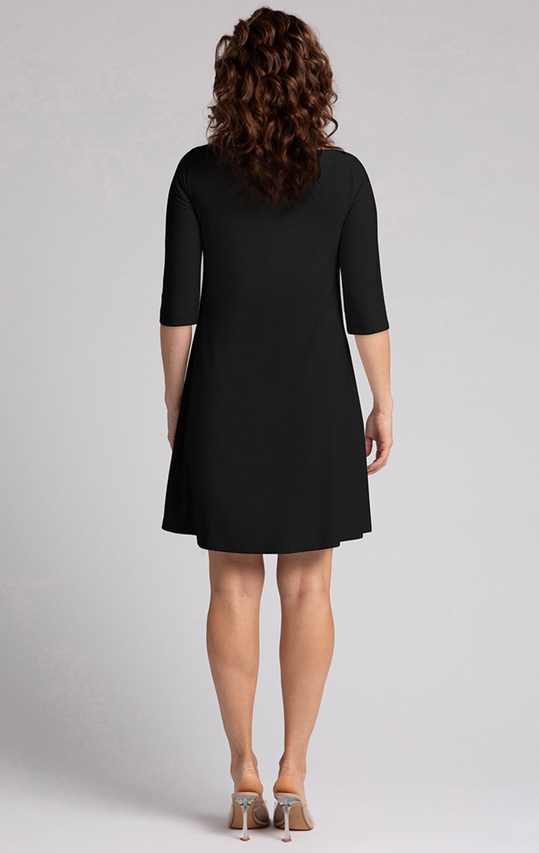 trapeze cocktail dress with sleeves Nu Trapeze Dress 3/4 Sleeve 28174-2 Sympli Black / 6