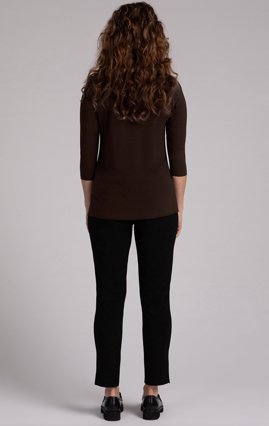 Square Neck Top 3/4 Sleeve, Chocolate