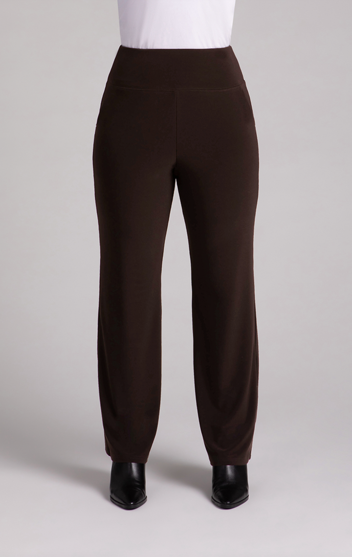 Straight Leg Pant with Yoke, Chocolate