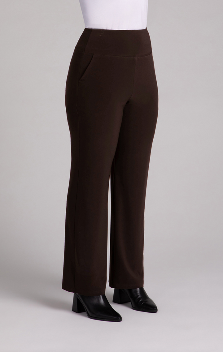 Straight Leg Pant with Yoke, Chocolate