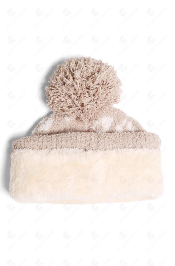 Snow Leopard Pom Pom Hat