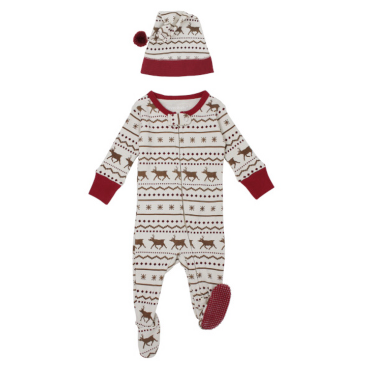 Baby Zipper Footie PJs, Fair Isle Rudolph