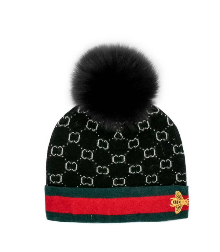 Queen Bee Pom Pom Hat, Black