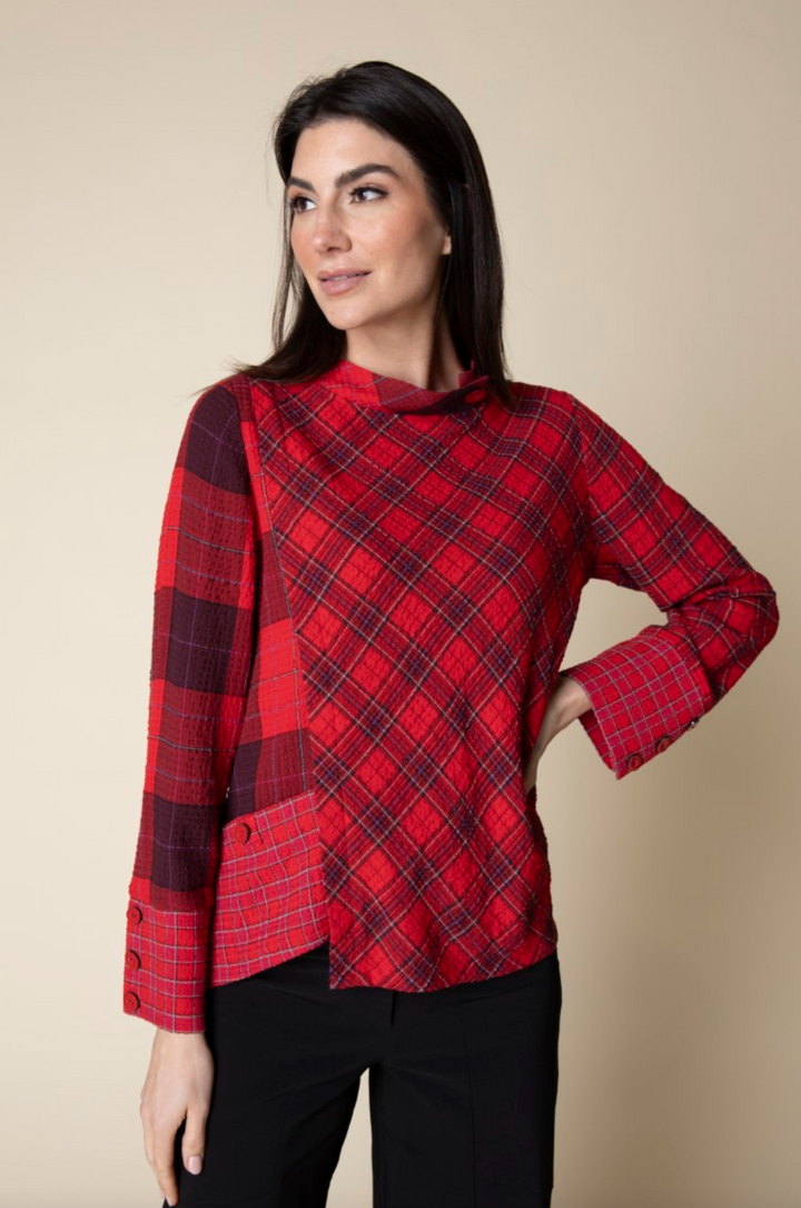 Mad for Plaid Mock Neck