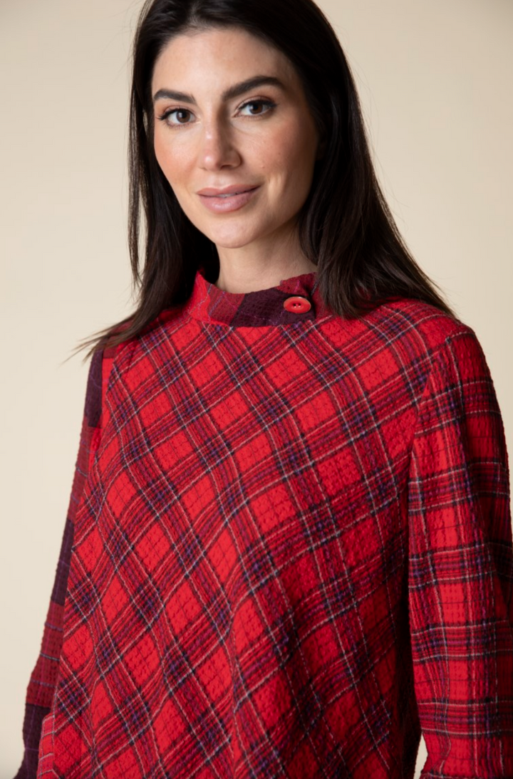 Mad for Plaid Mock Neck