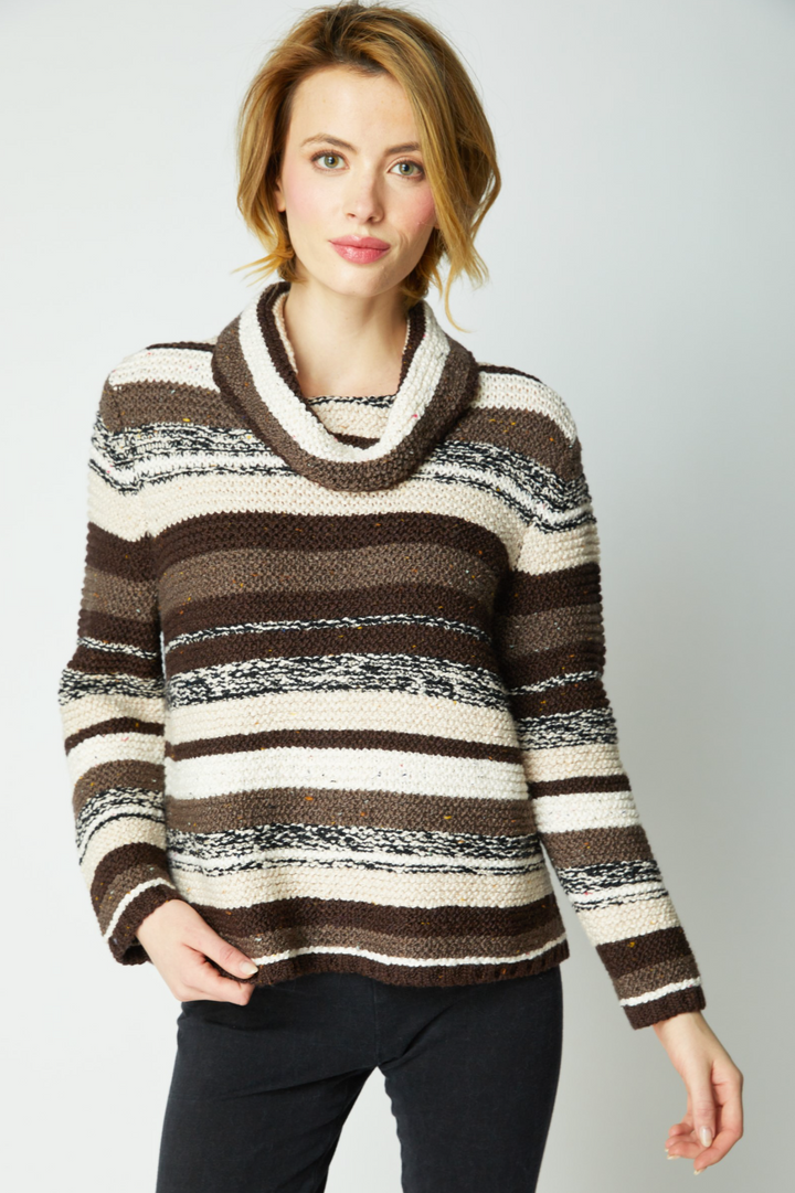 Rustic Retreat Stripe Pullover, Truffle, Final Sale