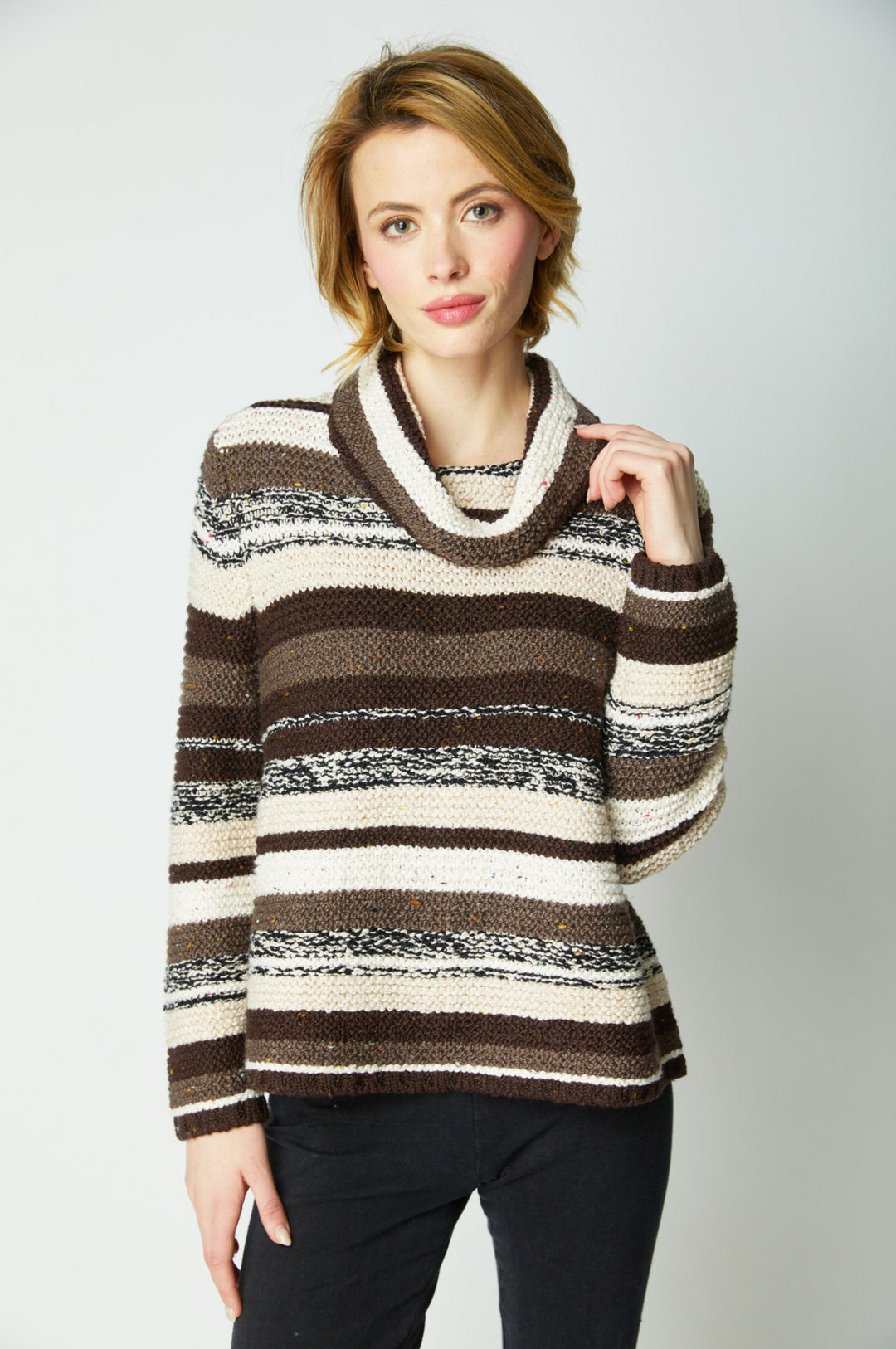 Rustic Retreat Stripe Pullover, Truffle, Final Sale