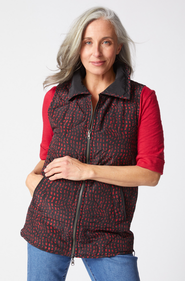 Reversible Mosaic Quilted Puffer Vest, Final Sale