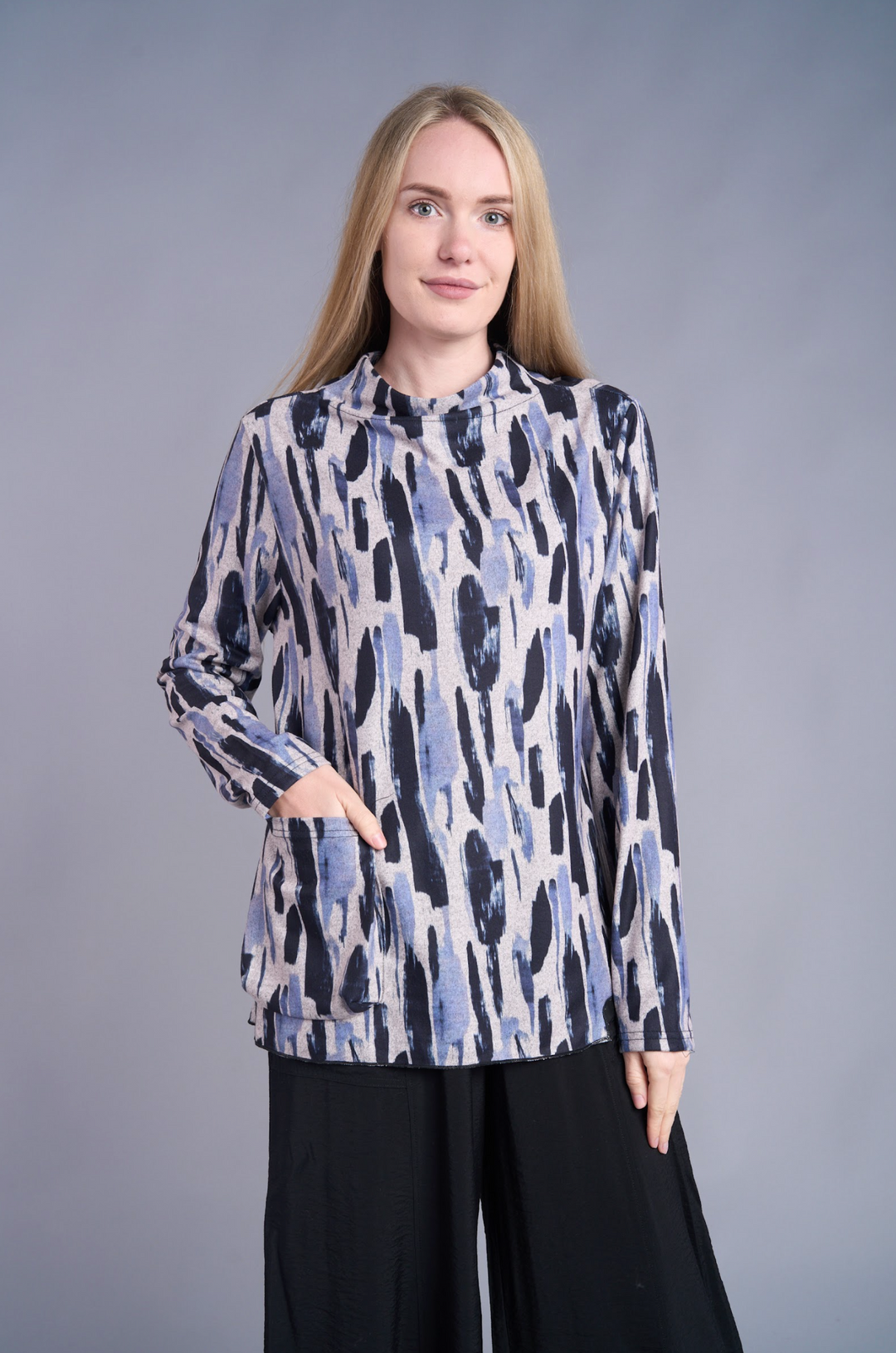 Strokes of Blue Fleece Sweater