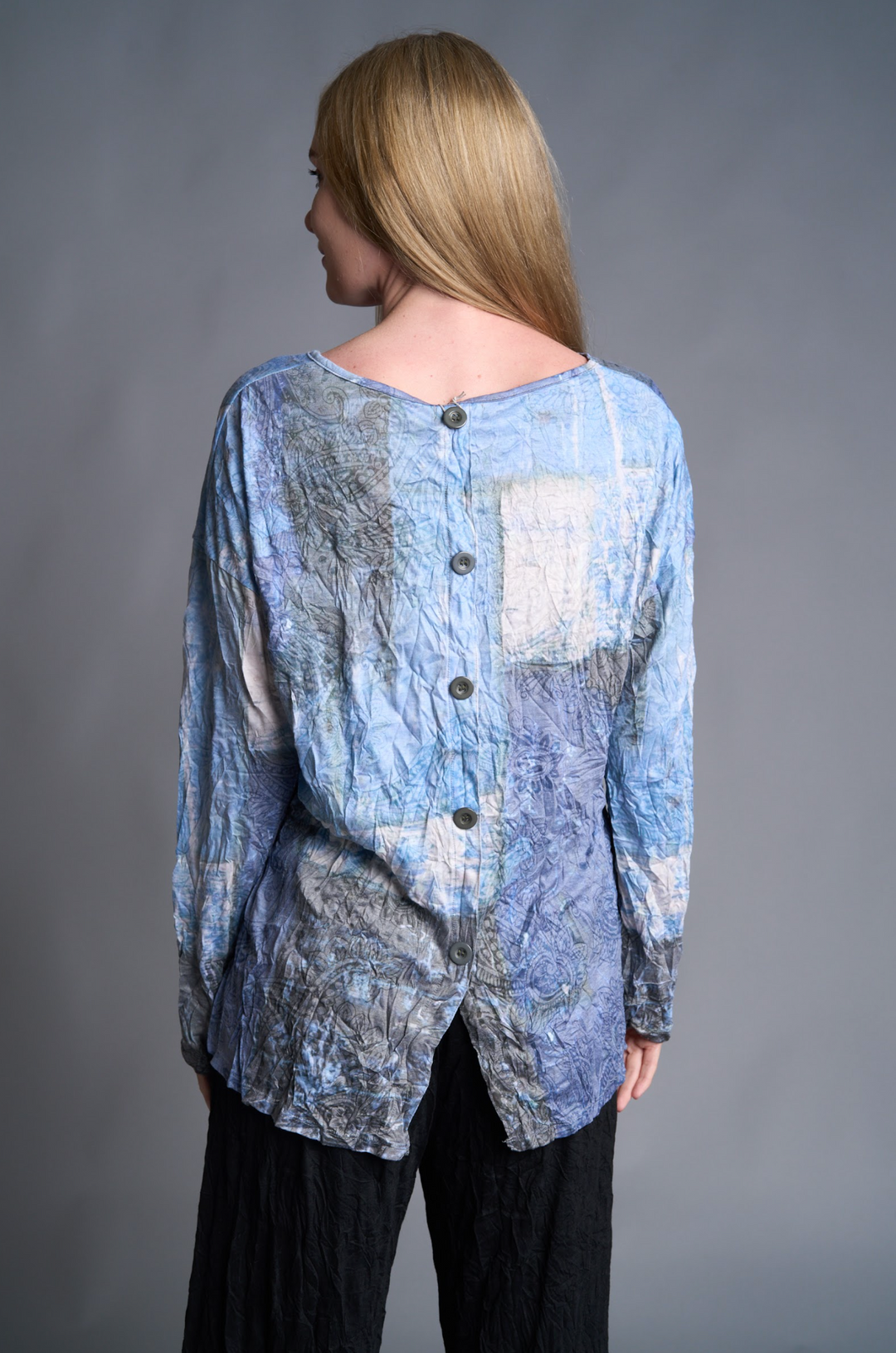 Blue Mosaic Crinkle Top