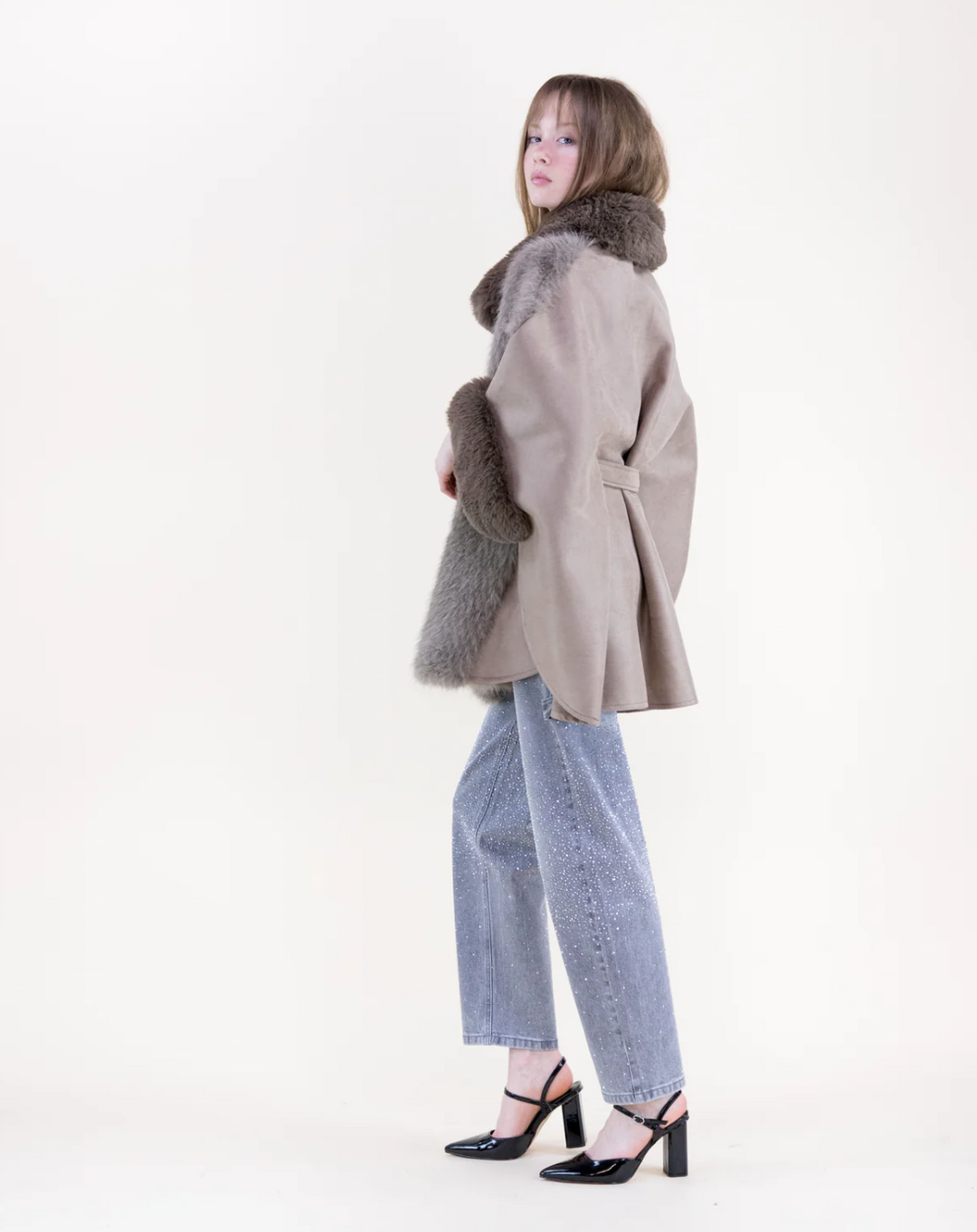 Aurora Herringbone Fur Wrap