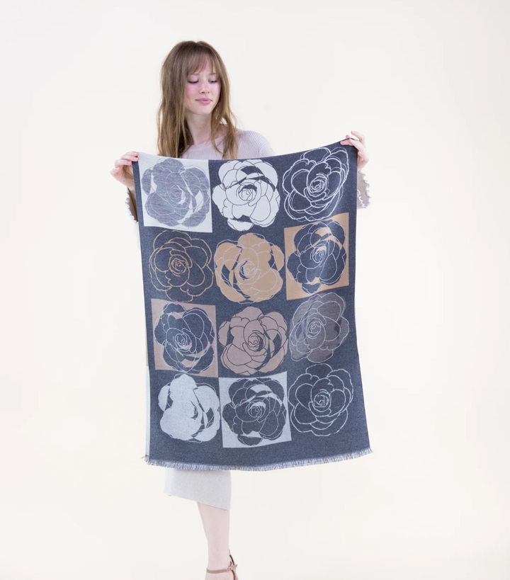 Tonal Rose Grid Scarf