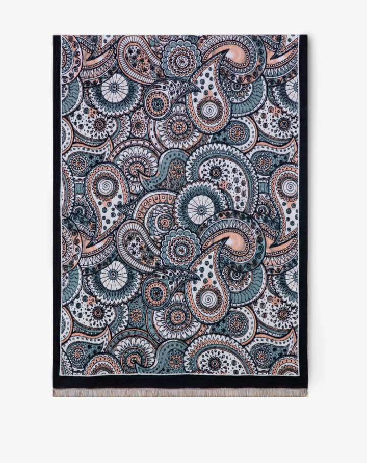 Prim in Paisley Bordered Scarf