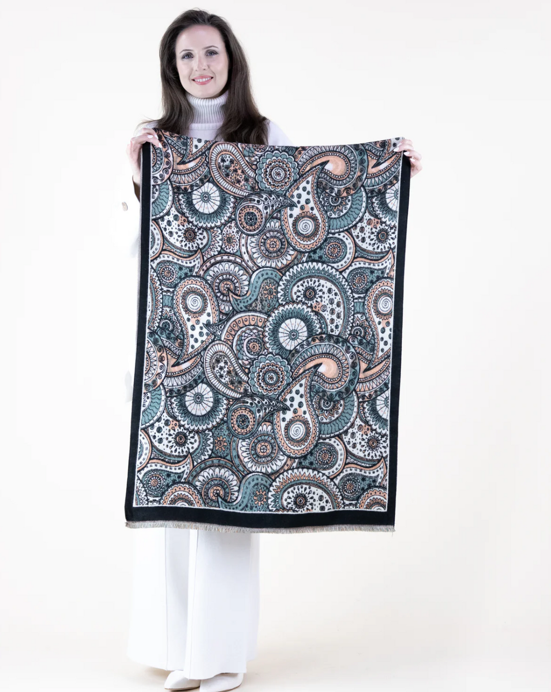 Prim in Paisley Bordered Scarf