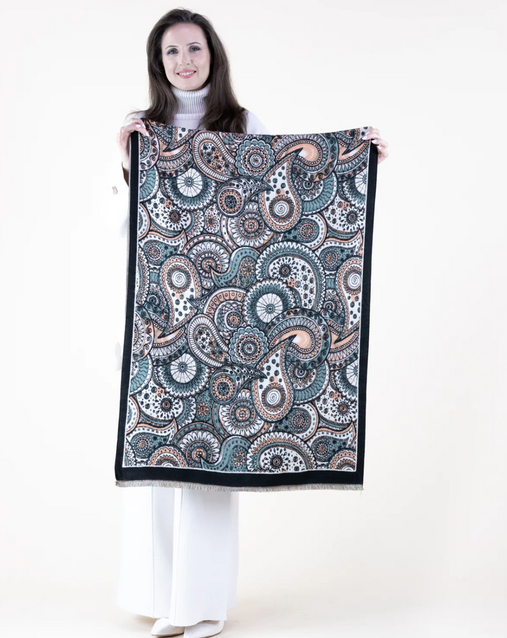 Prim in Paisley Bordered Scarf