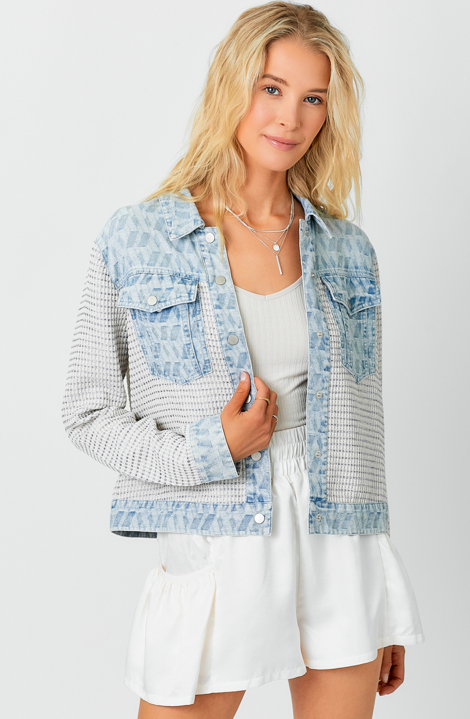Girl on the Town Mix Denim Jacket