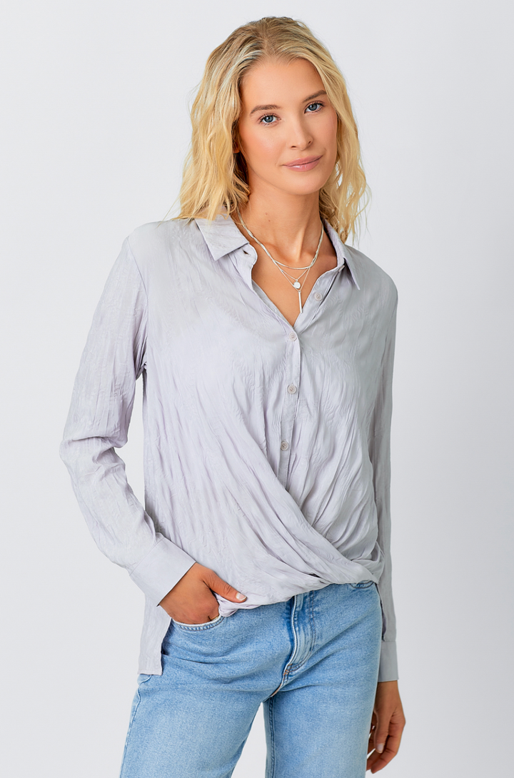 Surplice Button Down Blouse