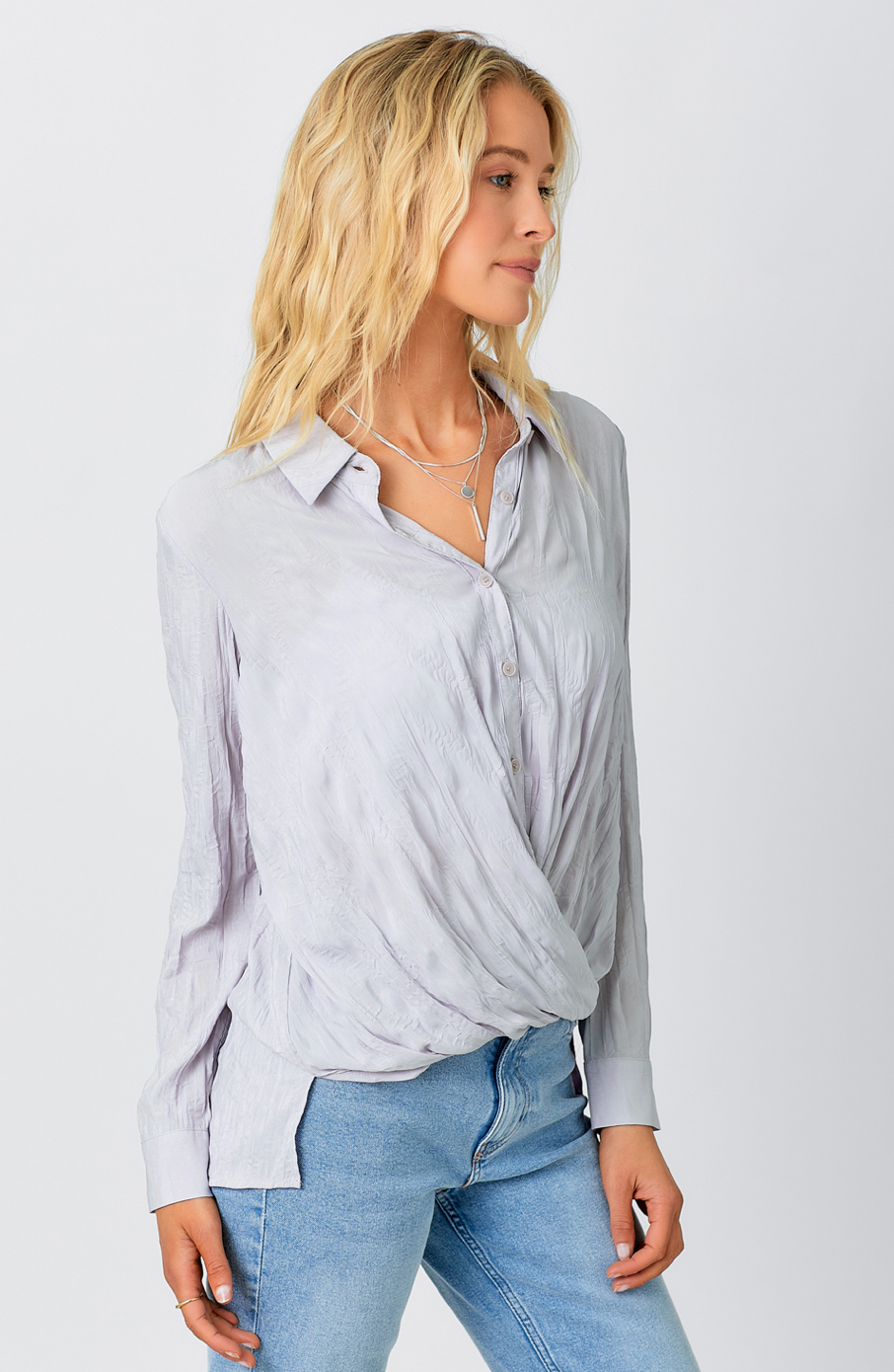 Surplice Button Down Blouse