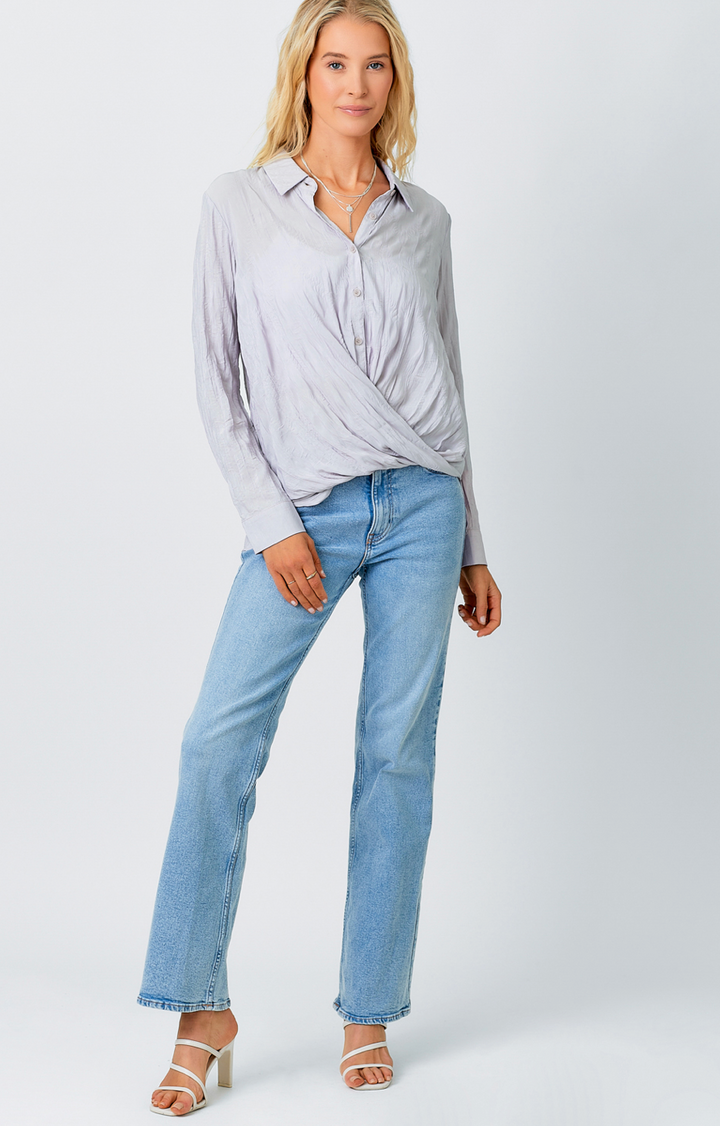 Surplice Button Down Blouse