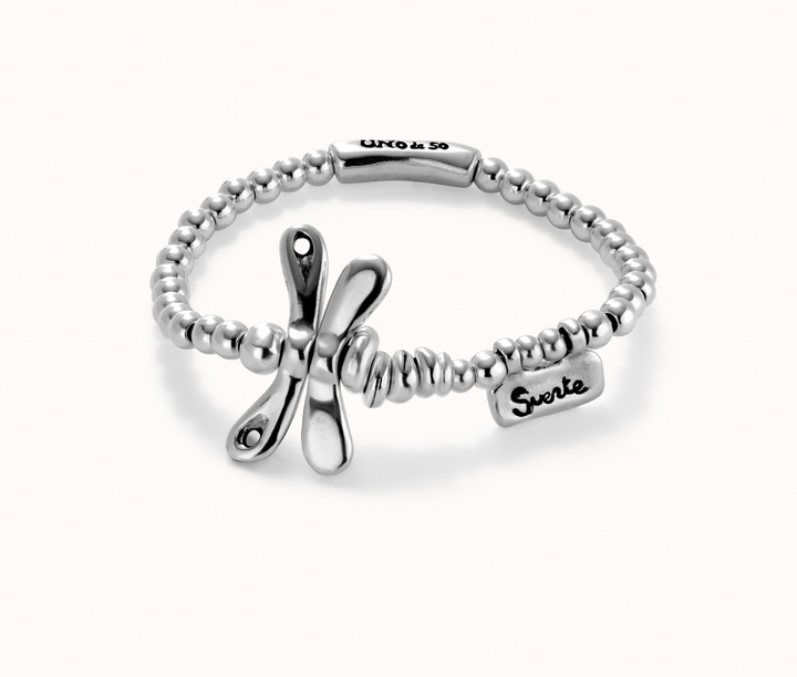 Ser Dragonfly Stretch Bracelet, Silver