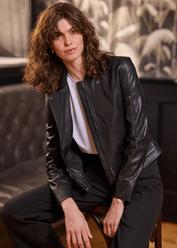Gaia Moto Perforated Vegan Leather Jacket